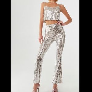 Sequin Flare Pants & Matching Sequin Cropped Cami
